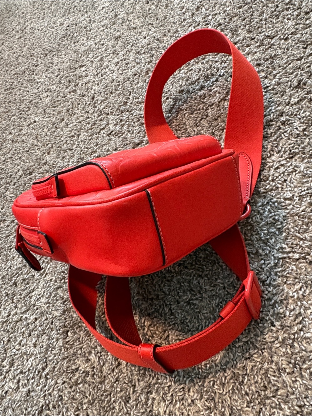 Coach - Track Pack 14 In Signature Leather / Red Orange - Picture 6 of 6